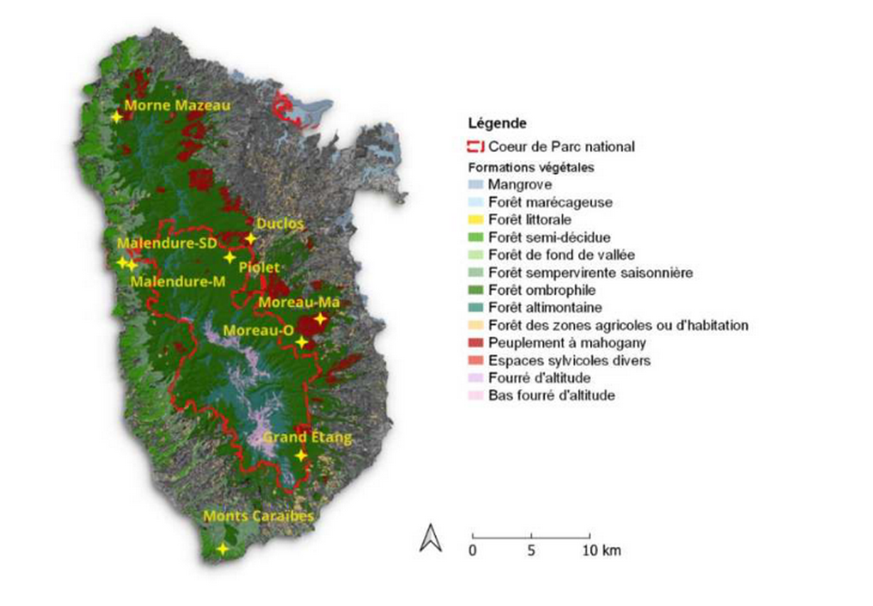 Carte de la répartition des sites échantillonnés