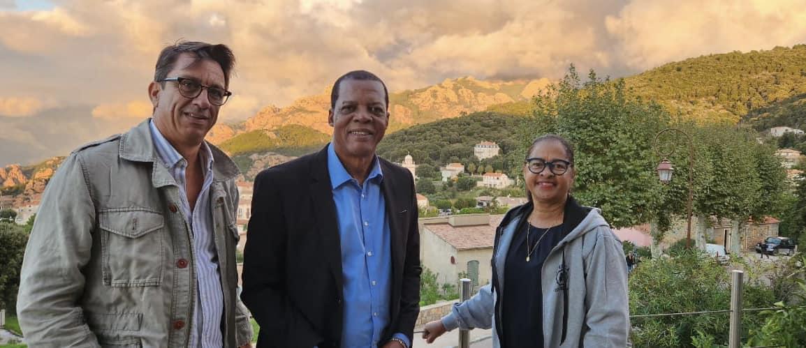 Le président du Parc Ferdy Louisy, Arnaud Larade, chef du service Appui au territoire et Nicole Erdan du CA du Parc, en Corse pour la rencontre annuelle de Réserve de Biosphère